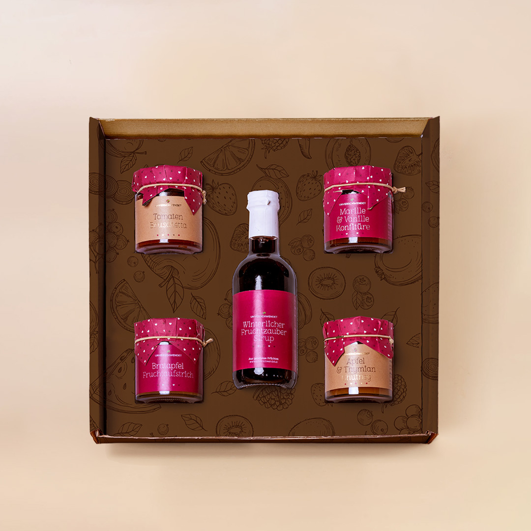 Quadratischer Geschenkkarton Bunte Genusswelt Quadratischer Geschenkkarton Bunte Genusswelt