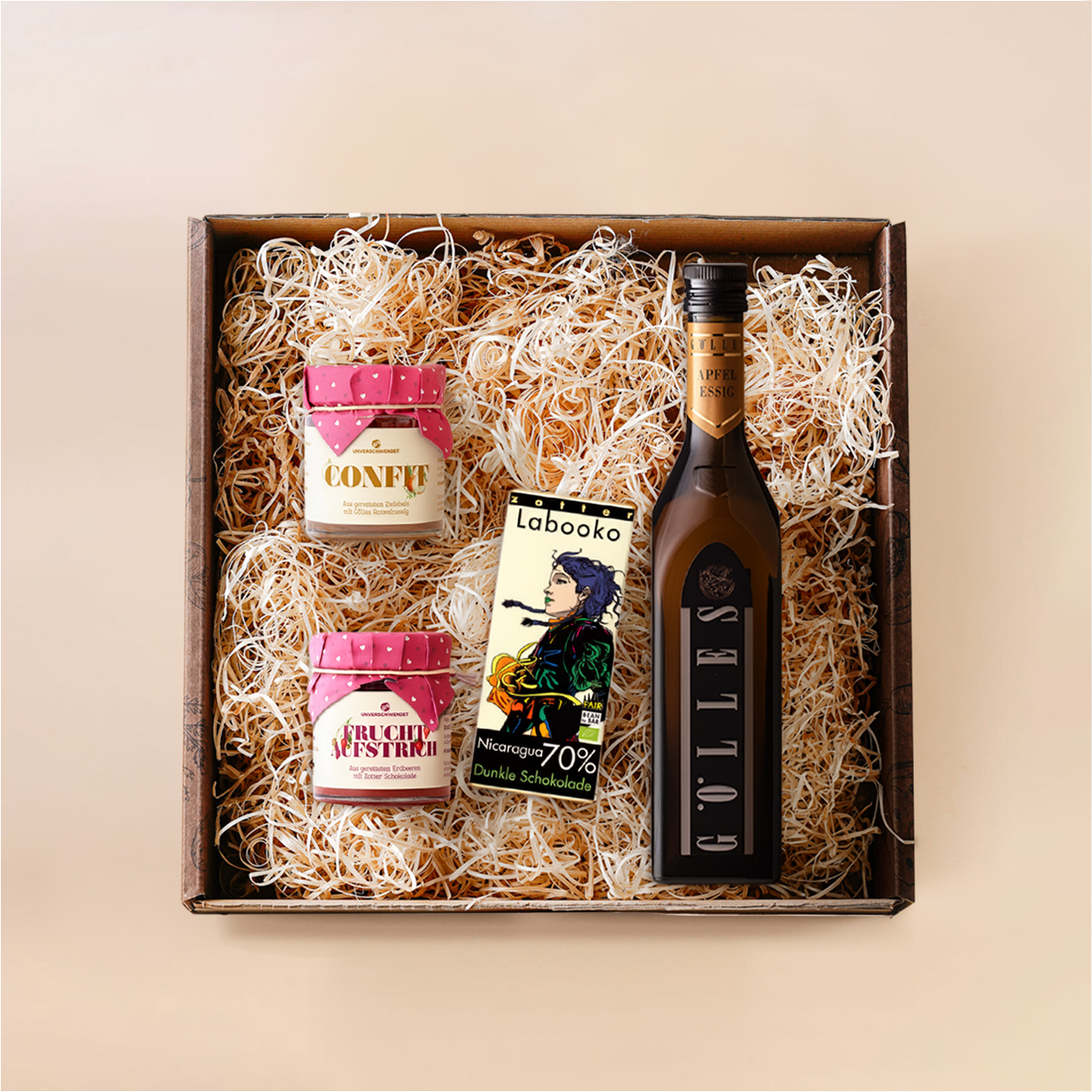 Quadratische Geschenkbox Genussfreunde