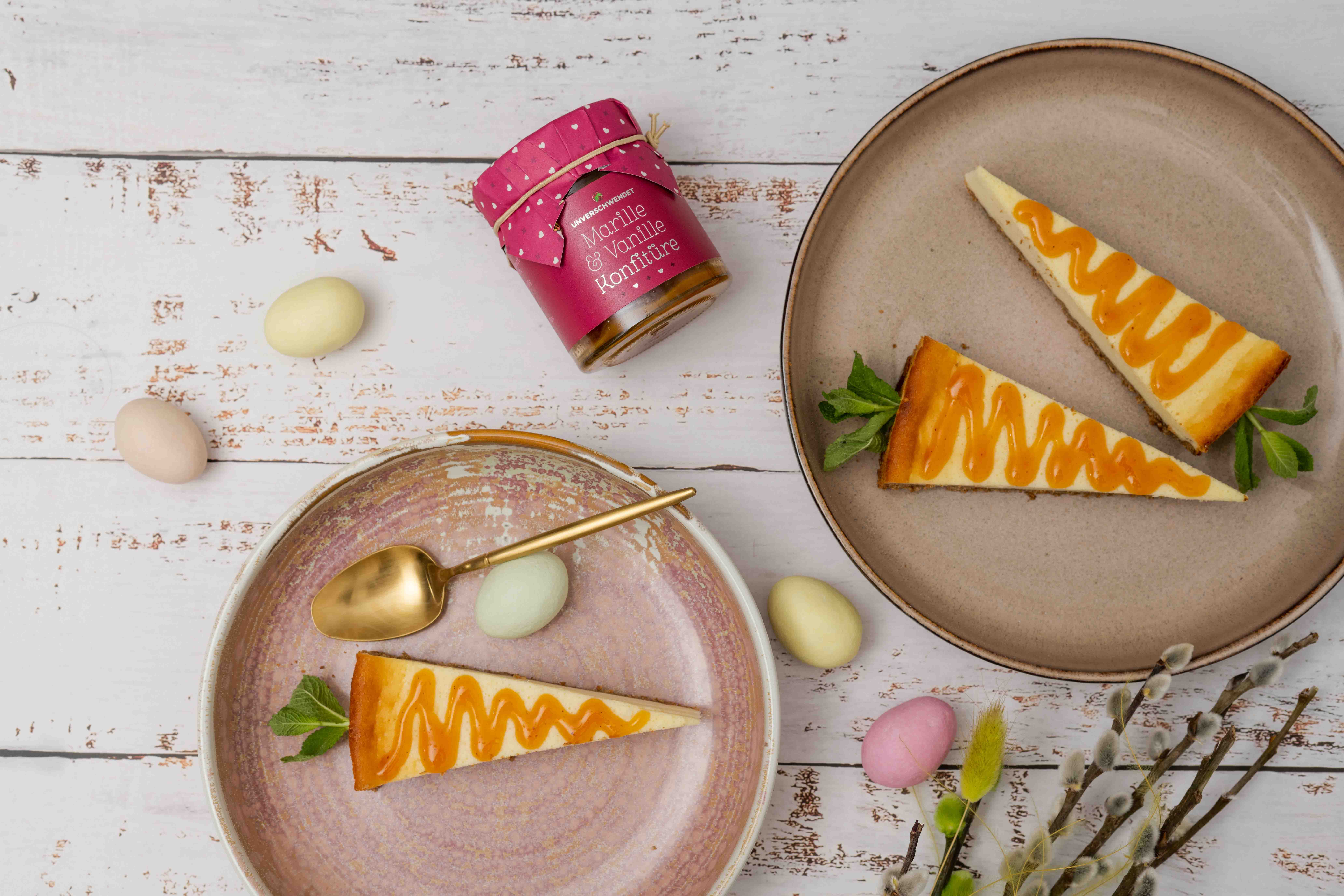 Unverschwendet Cheesecake im Oster-Look