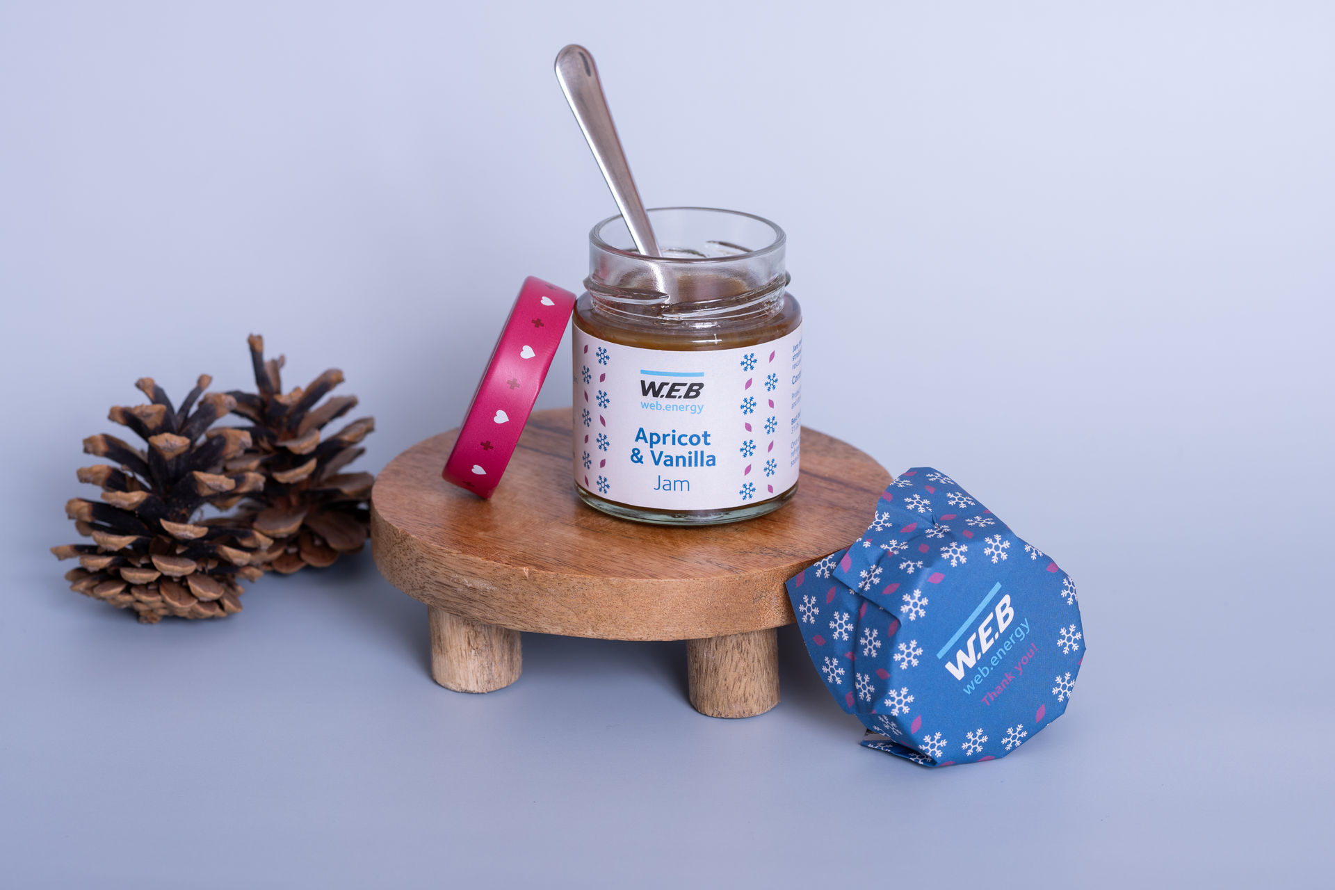 Apricot-Vanilla Jam im Glas und Weihnachtsdesign (personalisierbar) Apricot-Vanilla Jam im Glas und Weihnachtsdesign