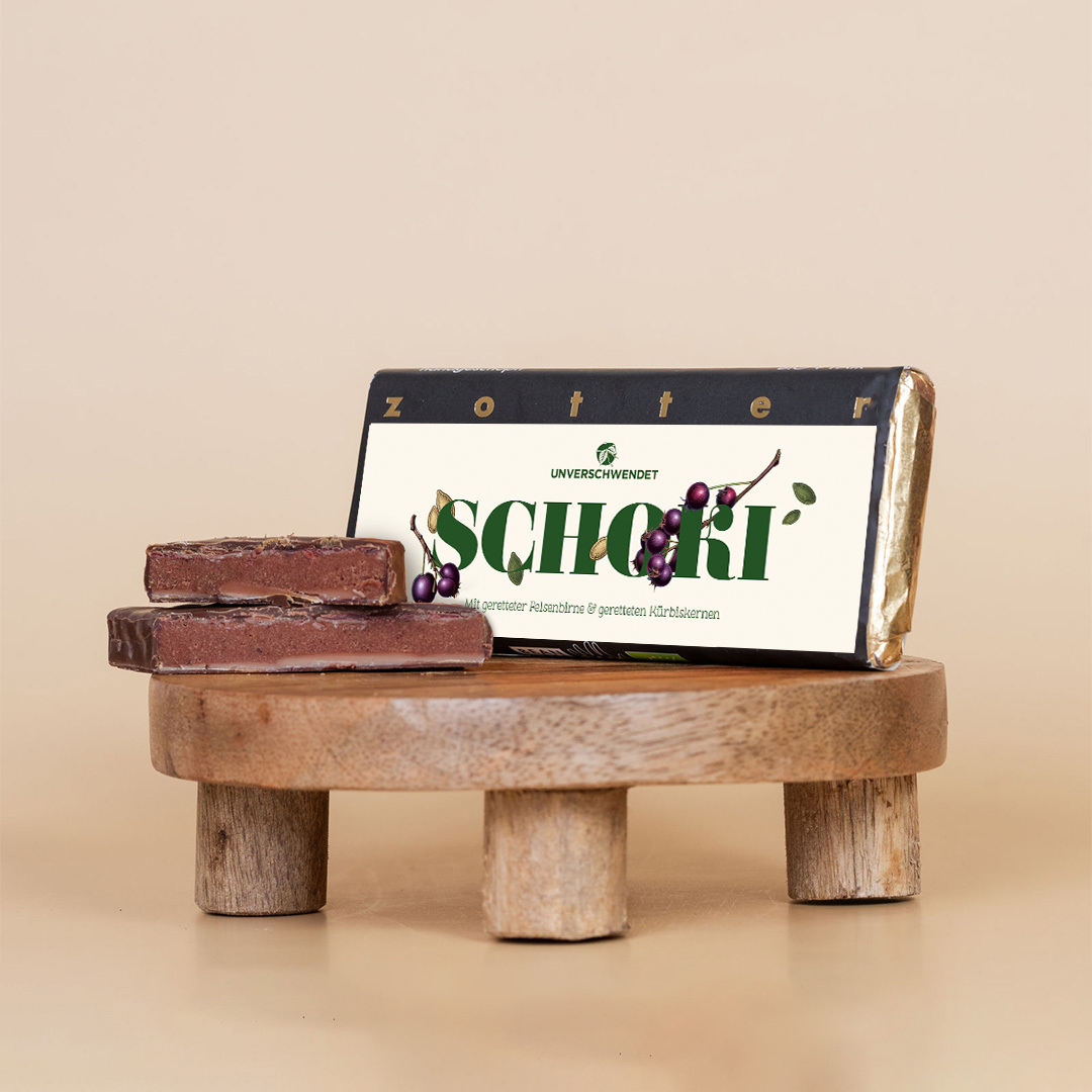 Unverschwendet-Schokolade (Vorderansicht) Unverschwendet-Schokolade