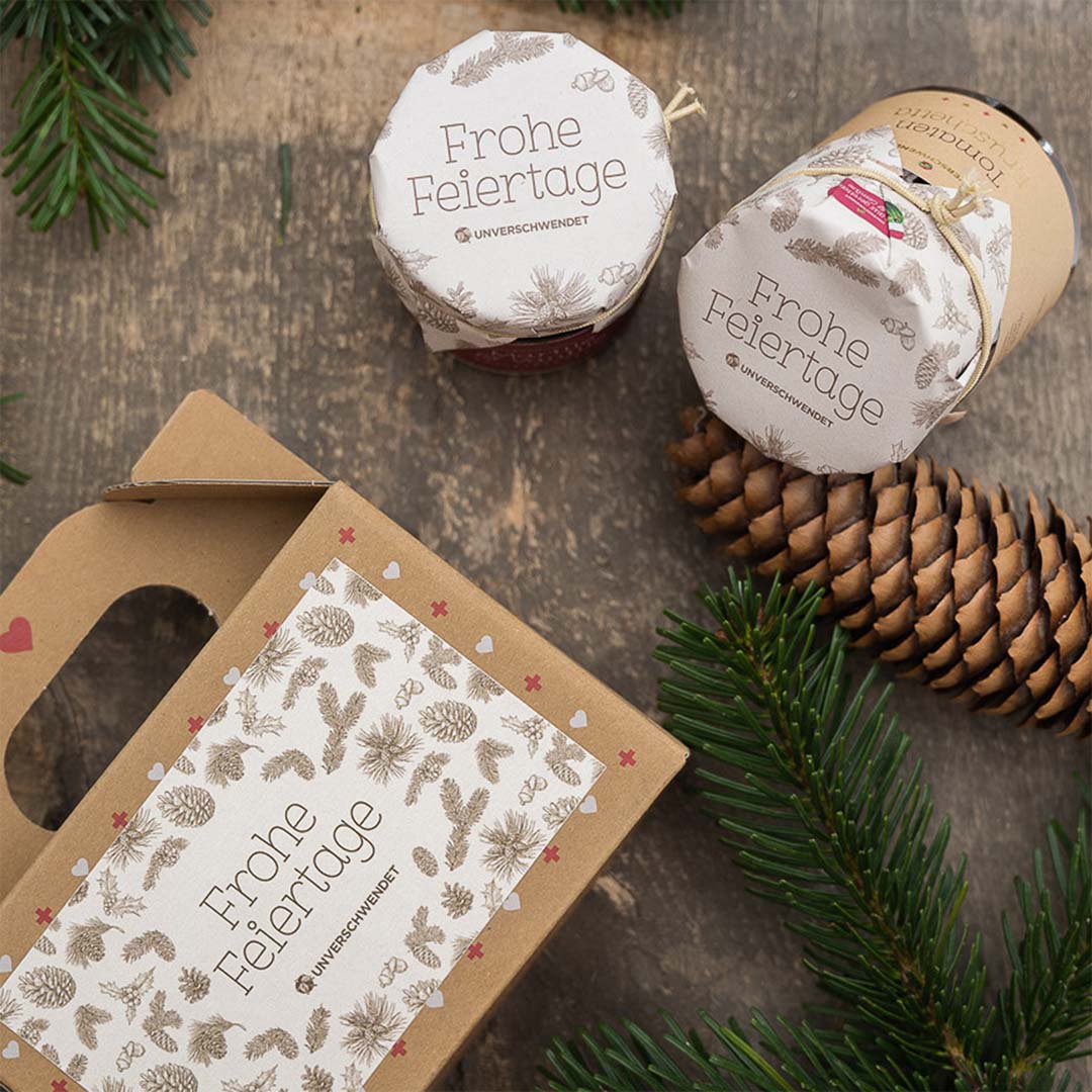 Duett-Geschenkkarton im Weihnachtsdesign (von oben) Duett-Geschenkkarton im Weihnachtsdesign