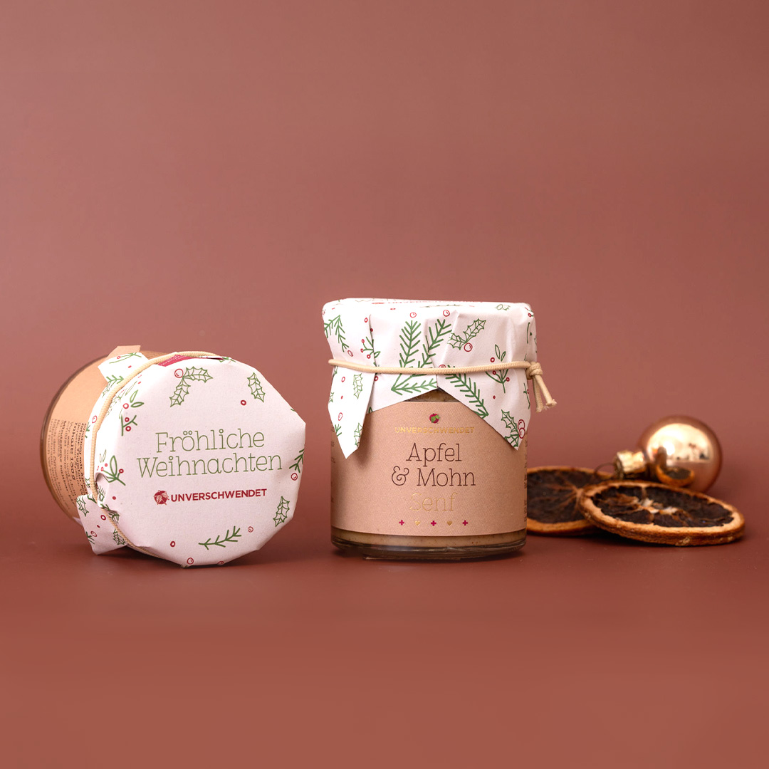 Apfel & Mohn Senf Weihnachten rot-grün-weiß Apfel & Mohn Senf Weihnachten rot-grün-weiß